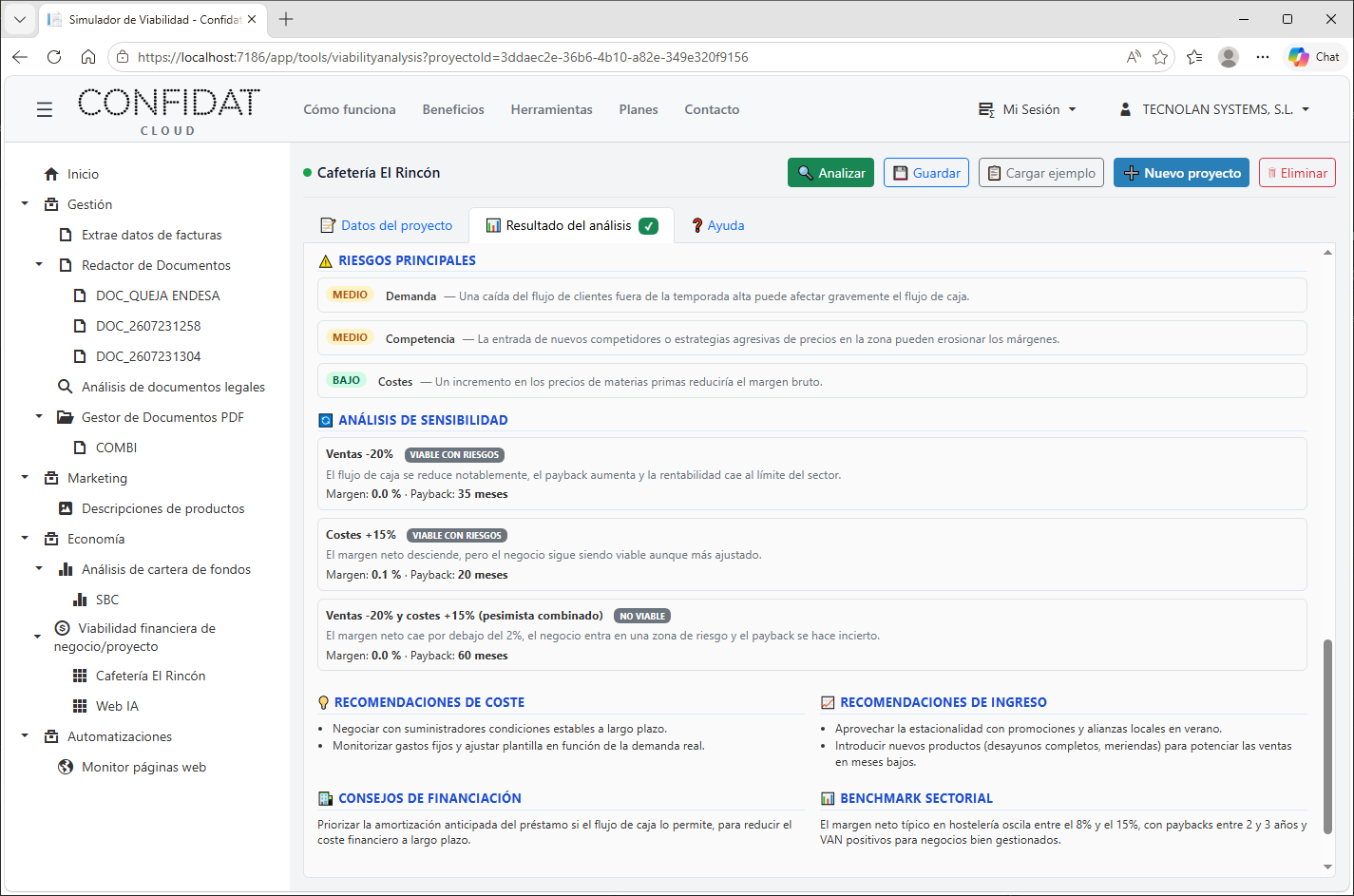 Captura 3 de Simulador de Viabilidad de Negocio